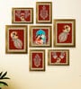 Art Street Indian Art Print Meera Holding Sitar with Peacock Wall Hanging for Home Decor