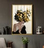 Art Street Mid Night Gold Girl With Flower Bouquet Framed Canvas Print for D cor