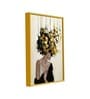 Art Street Mid Night Gold Girl With Flower Bouquet Framed Canvas Print for D cor