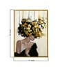Art Street Mid Night Gold Girl With Flower Bouquet Framed Canvas Print for D cor