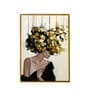 Art Street Mid Night Gold Girl With Flower Bouquet Framed Canvas Print for D cor