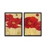 Difficult Works Red Canvas Framed Wildlife Art Panels Set of 2