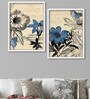 Art Street Set of 2 Canvas Painting Blue & Grey Floral Theme Canvas Framed Art Print