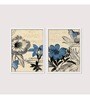 Art Street Set of 2 Canvas Painting Blue & Grey Floral Theme Canvas Framed Art Print