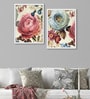 Art Street Set of 2 Canvas Painting Blue & Pink Rose Canvas Framed Art Print
