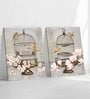 Art Street Set of 2 Floral Stretched Canvas Painting Bird Theme With Cage Print For Home