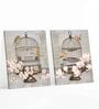 Art Street Set of 2 Floral Stretched Canvas Painting Bird Theme With Cage Print For Home