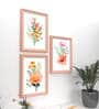 Art Street Set of 3 Peach & Yellow Floral Pink Framed Art Prints for Wall D cor