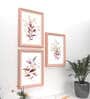Art Street Set of 3 Violet Leaves Pink Framed Art Prints for Wall D cor