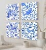 Art Street Stretched Canvas Painting Blue Flowers and Birds Pattern Art for Home Decor