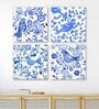 Art Street Stretched Canvas Painting Blue Flowers and Birds Pattern Art for Home Decor