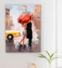 Art Street Stretched Canvas Painting Love Couple with Umbrella Wall Hanging For Home Decor