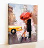 Art Street Stretched Canvas Painting Love Couple with Umbrella Wall Hanging For Home Decor