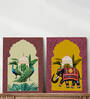 Art Street Stretched Canvas Painting Traditional Mughal Elephant and Peacock for Home Decor