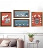 Art Street Wall D cor Framed Art Prints Pichwai Innovision Arts (Set of 4, 12x16 & 8x18 Inch)