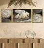 Art Street White Flying Horse Black Gold 3 Canvas Set Painting for Home D cor