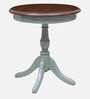 Artasia Solid Wood End Table in Distress Blue & Oak Finish