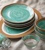 Artasym Forestsio Turquoise Glass Dinner Set (Pack of 33)