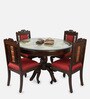 Artemis Solid Wood 4 Seater Dining Set in Walnut Colour with 4 Chairs