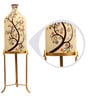 Artful Timber White Glass Shade Hand Painted Floor LED Lamp With Gold Base