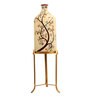 Artful Timber White Glass Shade Hand Painted Floor LED Lamp With Gold Base