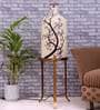 Artful Timber White Glass Shade Hand Painted Floor LED Lamp With Gold Base