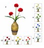 White Fabric Artificial Ball Mum Flower Stick