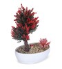 Artificial Bonsai Tree with Red Cactus