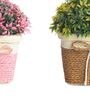 Artificial Bush Combo with Small Yellow and Pink Leaves with Pot