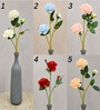 Peach Fabric Artificial Camellia Rose Flower Stick