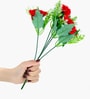 Set Of 2 Red Plastic Carnation Artificial Flowers