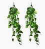 Set Of 2 Green Plastic Vine Plant Leaves Artificial Plants