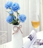 Blue Plastic 3 Sticks Faux Fake Artificial Flowers
