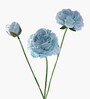 Blue Plastic 3 Sticks Faux Fake Artificial Flowers