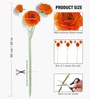 Orange Plastic 3 Sticks Faux Fake Artificial Flowers