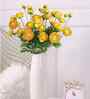 Yellow Plastic 3 Sticks Faux Fake Artificial Flowers