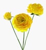 Yellow Plastic 3 Sticks Faux Fake Artificial Flowers