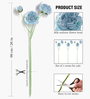 Blue Plastic 3 Sticks Faux Fake Artificial Flowers