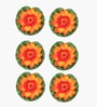 Set Of 6 Orange Plastic Floating Foam Lotus Artificial Flowers