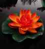 Set Of 6 Orange Plastic Floating Foam Lotus Artificial Flowers
