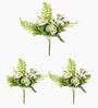 Set Of 3 White Plastic Silk Faux Artificial Flowers