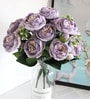 Set Of 2 Purple Plastic 12 Flowers Silk Rose Artificial Flowers