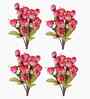 Set Of 4 Red Plastic Rose Bunch Artificial Flowers