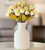 Set Of 4 White Plastic Rose Bunch Artificial Flowers