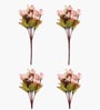 Set Of 4 Pink Plastic Rose Bunch Artificial Flowers