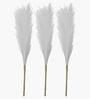 Set Of 3 White Plastic Pampas Grass Sticks Artificial Flowers