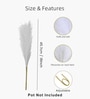 Set Of 6 White Plastic Pampas Grass Sticks Artificial Flowers