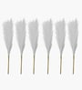 Set Of 6 White Plastic Pampas Grass Sticks Artificial Flowers
