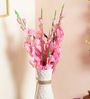 Pink Fabric Artificial Glady Flower Stem, Set of 4