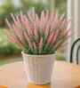 Set Of 6 Pink Plastic Uv Resistant Artificial Flowerss Plants